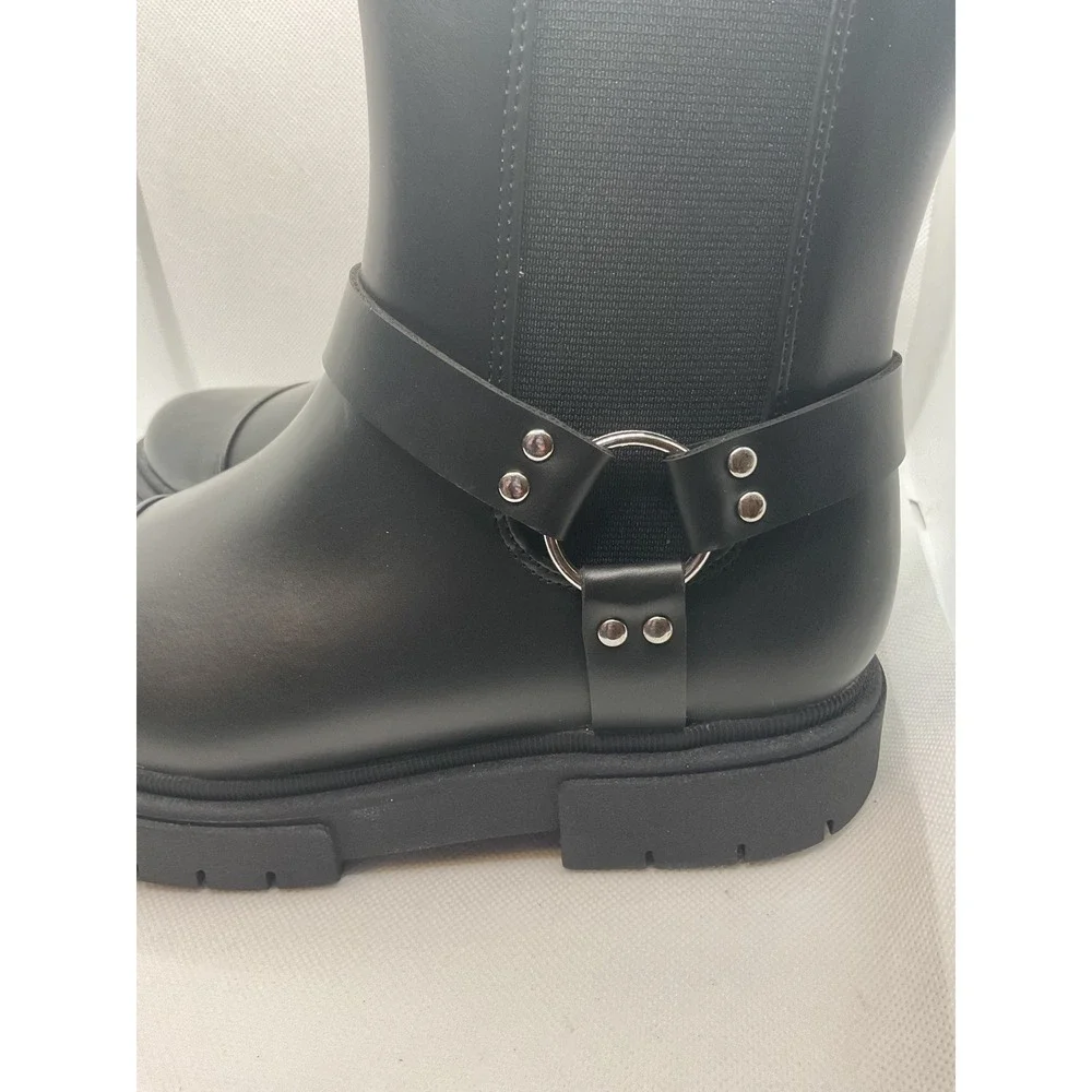 NWT Art Class Kids Crosby Black Harness Boots Lug Sole Side Zip Size 3